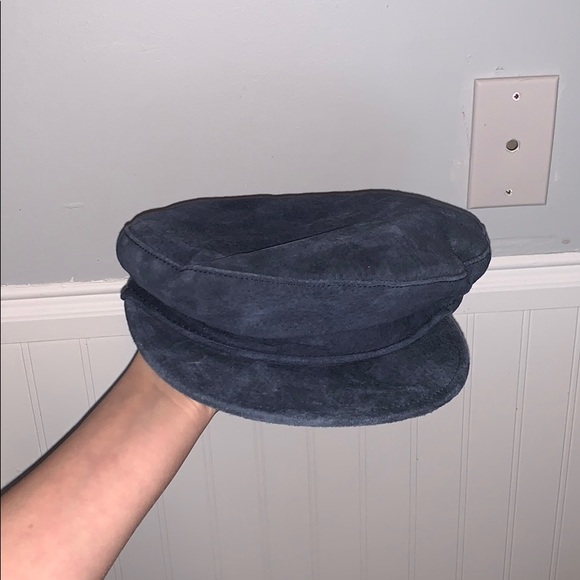 navy blue suede leather baker boy hat NWT - Picture 5 of 5